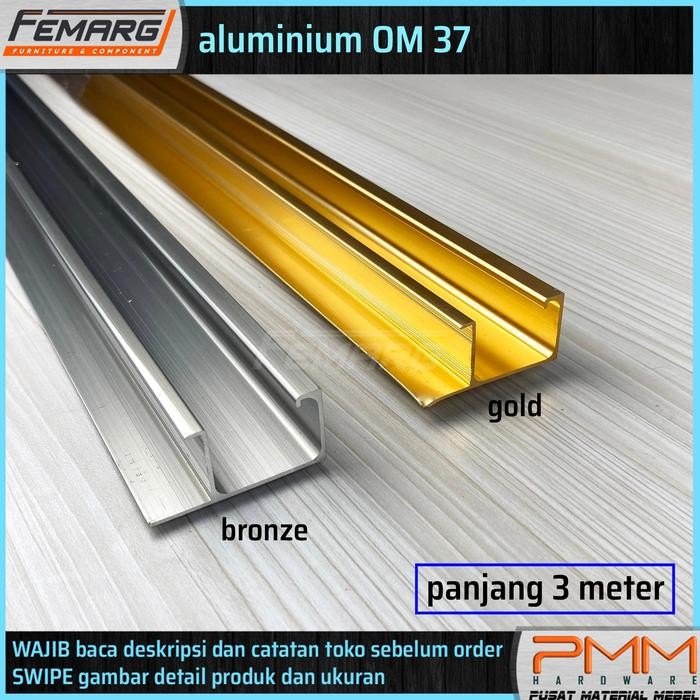 

Handle aluminium profile OM 37 FEMARG profil alumunium gagang pintu lemari edging