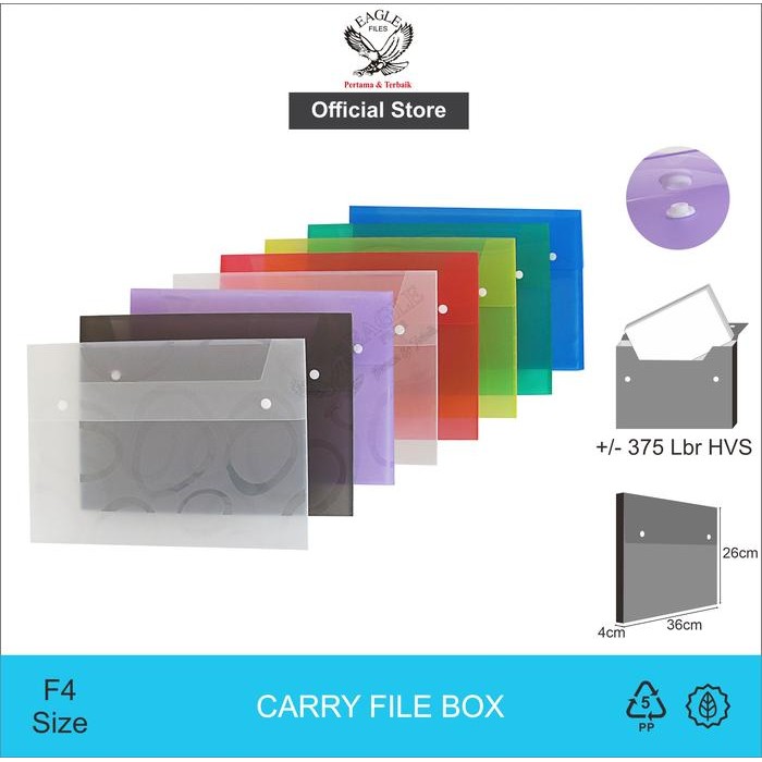 

EAGLE Carry File Box Tebal 4 Cm F4 (Folio) Map Dokumen Oval 2 Kancing