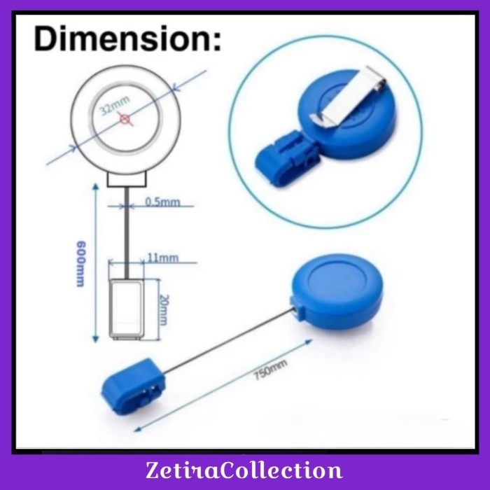 

ReadyBanyakk77- Name Tag Clip Retractable ID Card Holder Gantungan Kartu Nama EasyPull