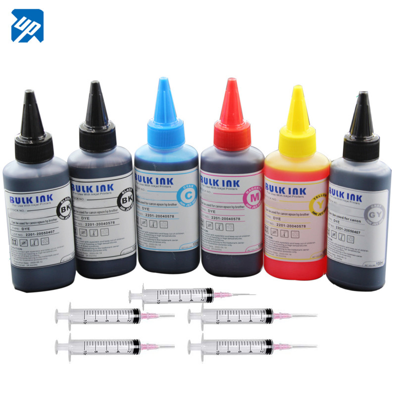 6 x 100ML dye ink Refill bottle ink  for canon MG7751 MG7752 MG7753 MG8170 MG6170 MG7760 MG7765 MG77