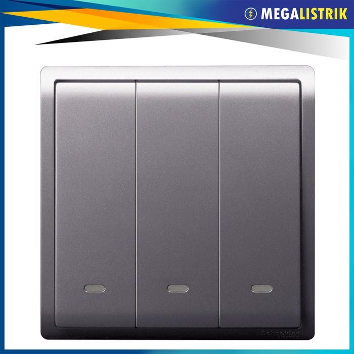 Schneider Saklar Triple Hotel 3 Gang 2 Arah Pieno Lavender Silver