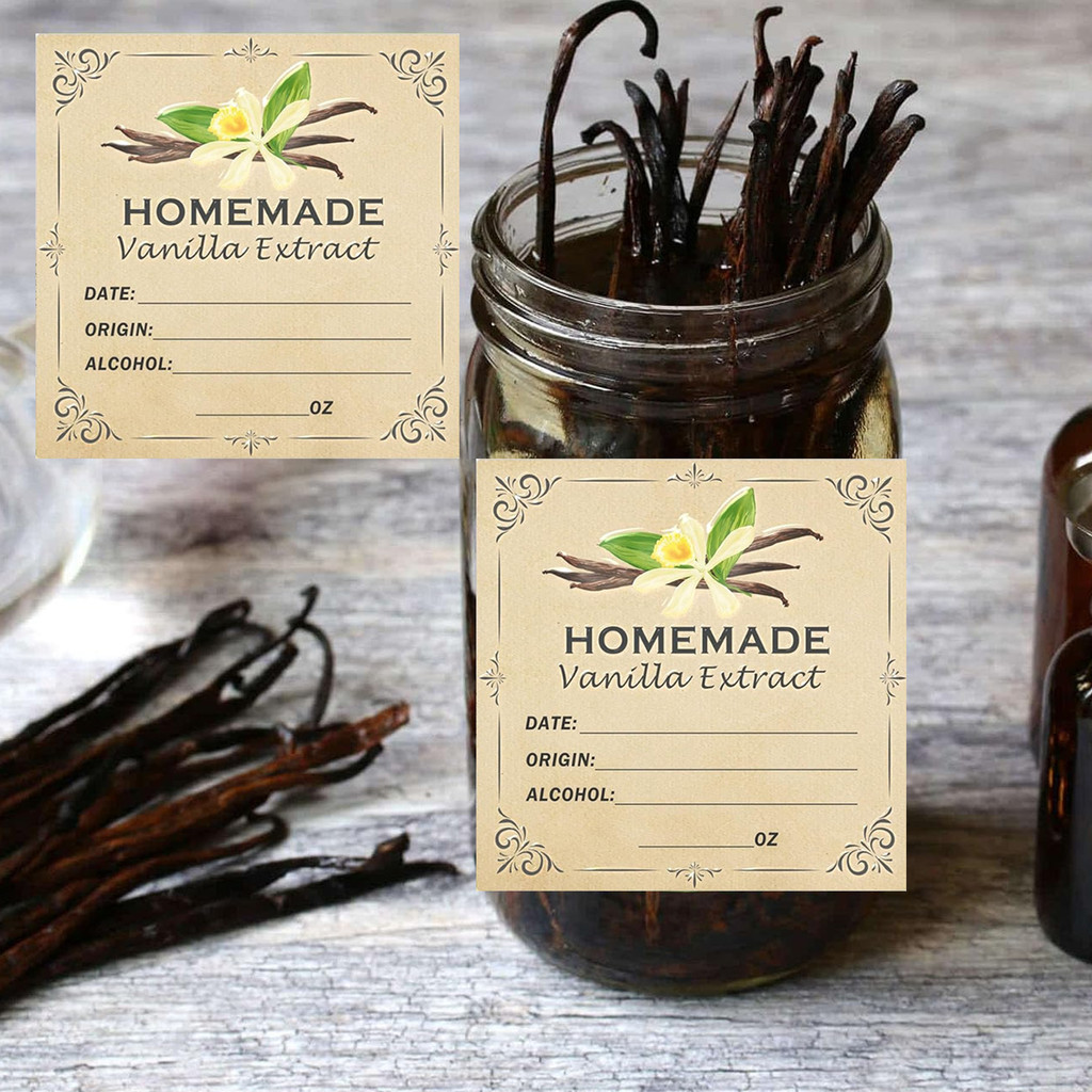 Vanilla Extract Labels Homemade Vanilla Stickers for Handcrafted Vanilla Bottles, Christmas Gift, Ki