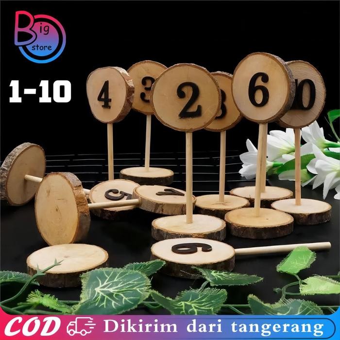 

10pcs Nomor Meja Kafe Nomor 1-10 Nomor Meja Restoran Kayu Nomor Meja Makan Table Number Penanda Meja