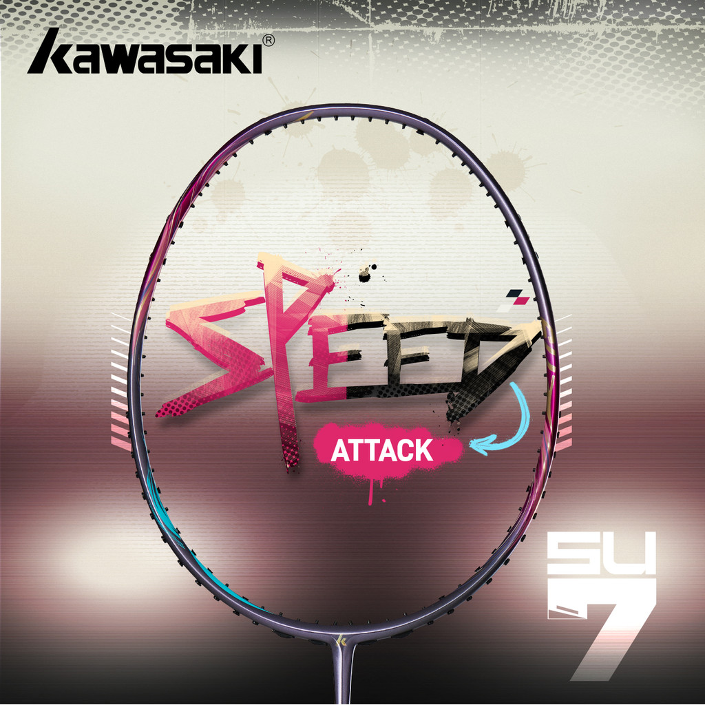 Kawasaki Su7 Raquette Badminton Full Carbon 4U Professional Badminton Racket -Fast & Flexible