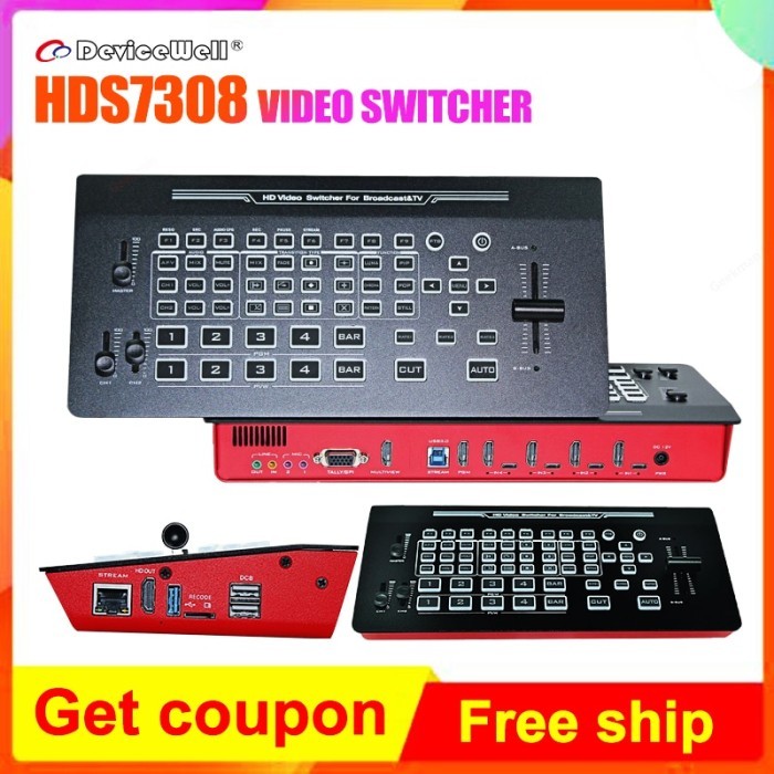 DeviceWell HDS7308 Video Switcher 8-CH ReaI-time Input of Video Audio