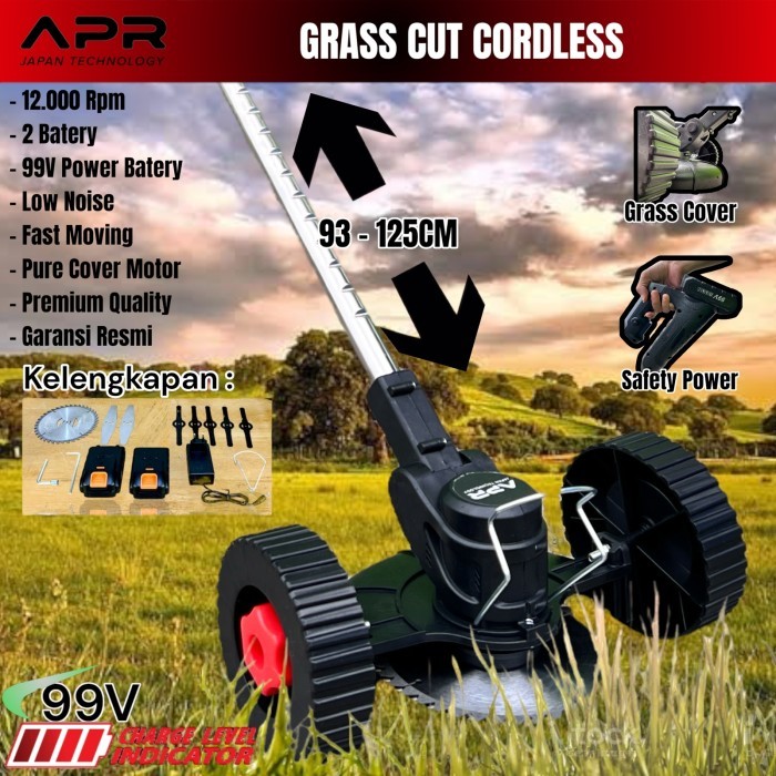 APR JAPAN MESIN PANGKAS POTONG RUMPUT PADI BATERAI CORDLESS APR 99V