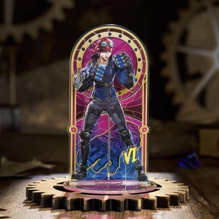 

League Of Legends City Of Two Cities Jinx Vi Caitlyn Kiramman Sign Perimeter Cartoon Anime Figure