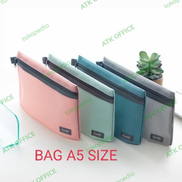 

Bantex Sky Blue Zipper Storage Pouch Handbag Pencil Case 8107 24x17cm