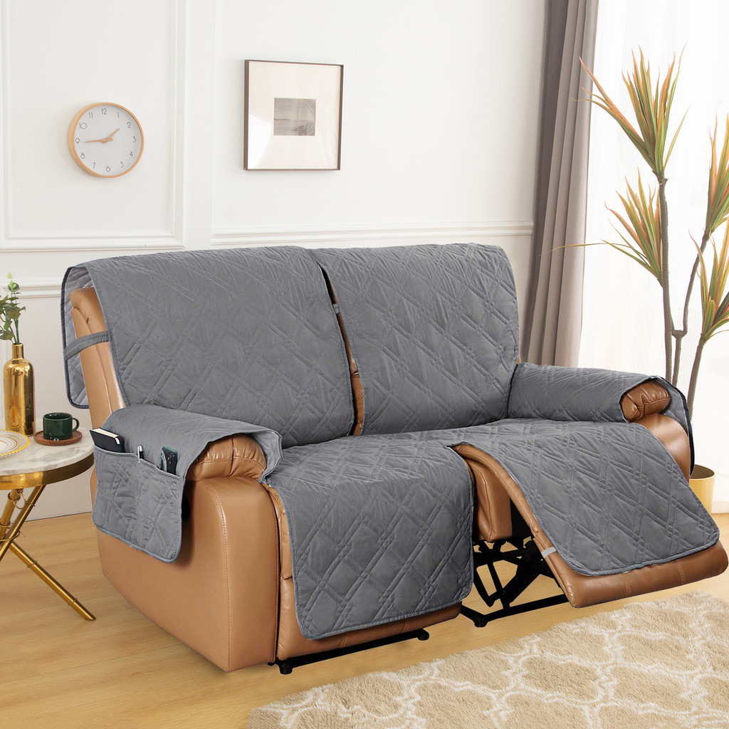 2 Seater Recliner Chair Cover Armchair Recliner Cover with Storage Loveseat Recliner Slipcover Washa
