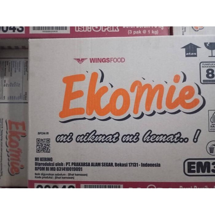 

Ready JT EkoMie Mie Kering Eko Mie 3pak @1kg 1 dus