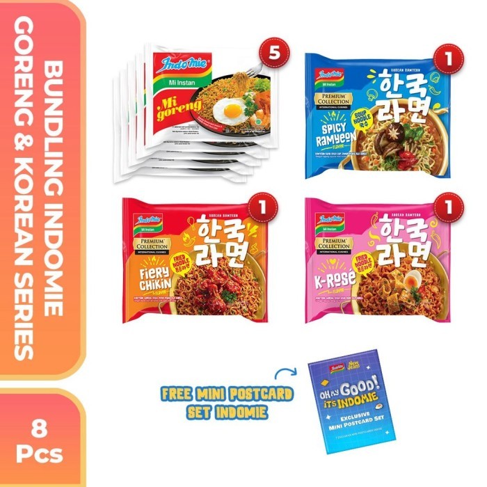 

Ready JT 8 pcs Bundling 2 Goreng & Korean Free Mini Postcard Set Indomie