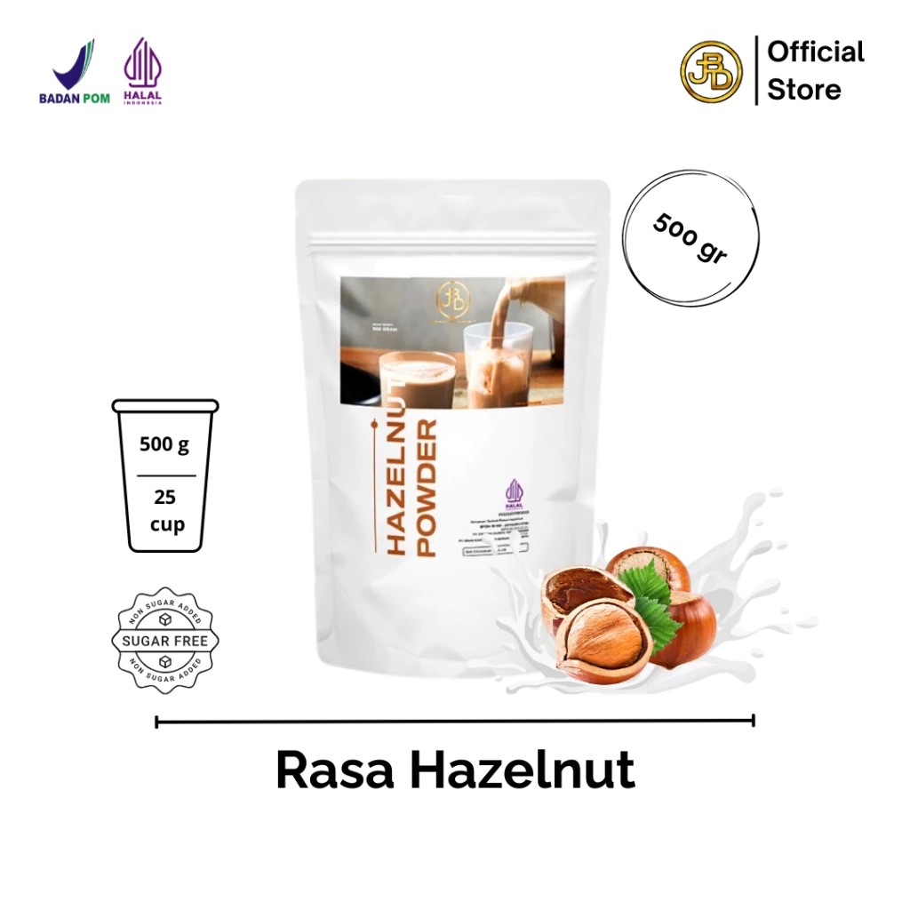 

JBD - [PREMIUM] Hazelnut Powder / Bubuk Minuman Rasa Hazelnut Milkshake Premium 500gram BPOM & Halal