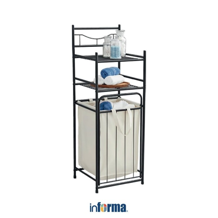 INFORMA BRODY RAK KAMAR MANDI 2 TINGKAT DENGAN KERANJANG LAUNDRY