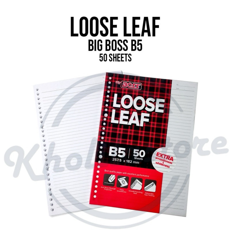 

New Loose Leaf Big Boss B5 Bergaris 26 Holes Isi 50 Lembar Termurah
