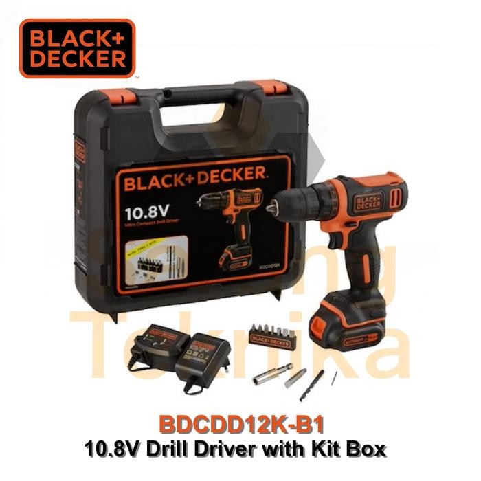 Mesin Bor Cordless BLACK&DECKER BDCDD12K-B1 Baterai 10.8V Li-Ion