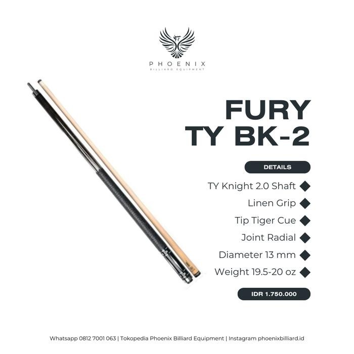 Terlaris Stick Billiard Fury Ty Bk-2 Ty Knight 2.0 Shaft Linen Grip / Stick Fury Ty Bk-2