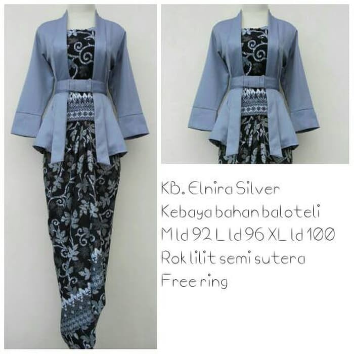 Stelan Kebaya Kutubaru Elnira Silver Kombinasi Kebaya Modern Set Wisuda Kondangan Guru Acara - Acara