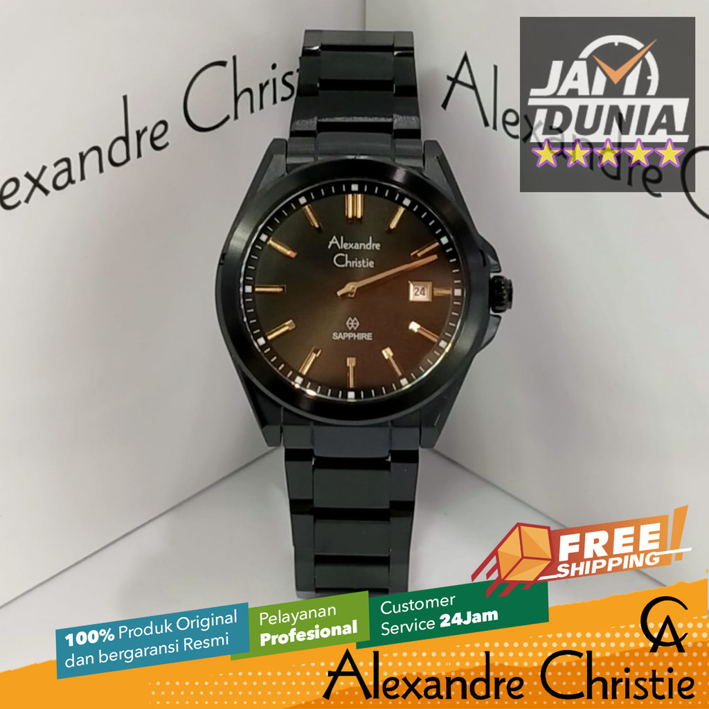 JAM TANGAN ALEXANDER CHRISTIE SAPPHIRE WANITA ORIGINAL BLACK 8705 AC 8705 AC8705 ACF8705 JAM AC SAPP