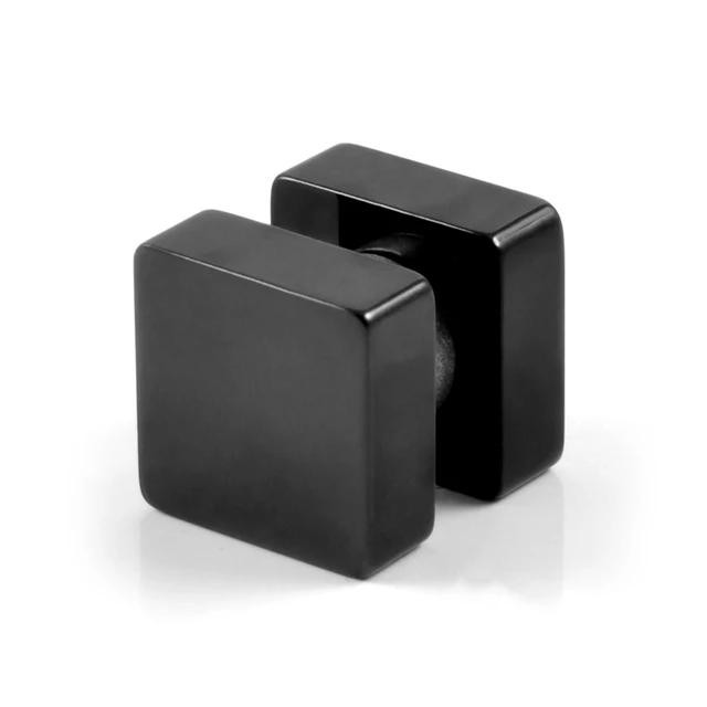 Anting Magnet Pria Square Black Stainless Size 1cm (Tanpa Tindik)