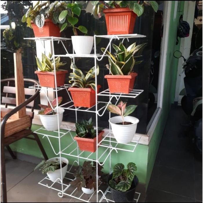 RAK BUNGA 12 SUSUN / RAK POT BUNGA BESI / RAK BUNGA MINIMALIS / STANDING POT ISI 12 POT Kode 1092
