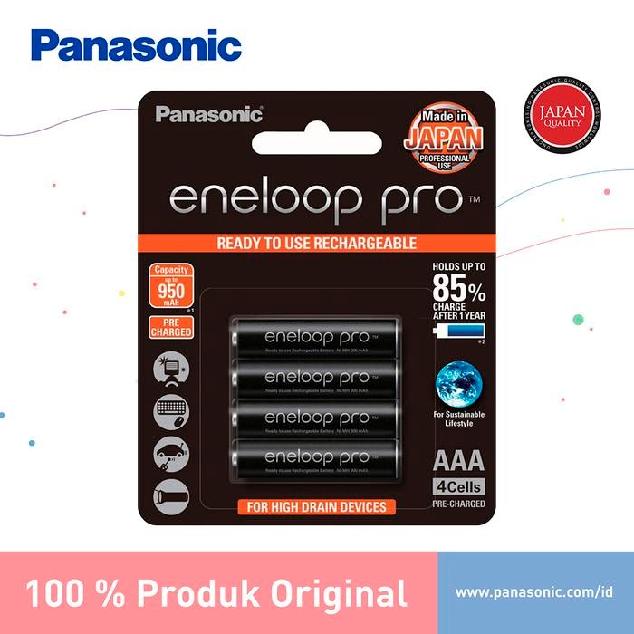 PANASONIC ENELOOP PRO BATERAI RECHARGEABLE AAA 4PC BATTERY ENELOOP PRO