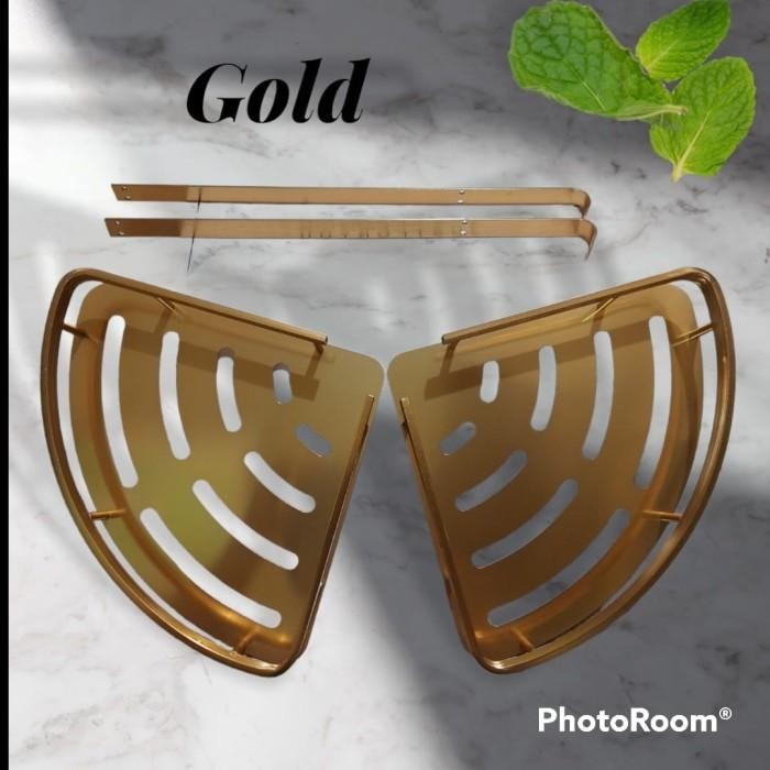 SALE TERHOTT RAK KAMAR MANDI 2 SUSUN SUDUT GOLD / RAK SERBA GUNA 2 SUSUN SUDUT TIANG READYY