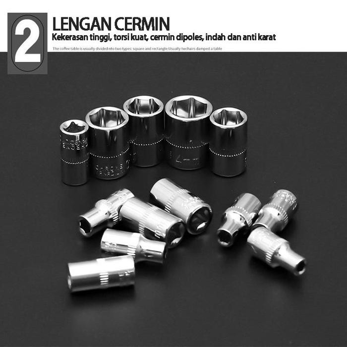 Terlaris Kunci Sok 46 Pc Set Socket (1/4 ") Motor Mobil Alat Untuk Memperbaiki Ongkir Termurah