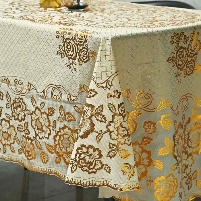 TAPLAK MEJA MAKAN OVAL UKURAN 150X228CM TAPLAK MEJA TAMU PVC TAHAN AIR ALAS MEJA OVAL BESAR PREMIUM