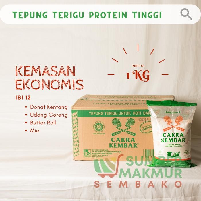 

SALE !!! TEPUNG TERIGU CAKRA KEMBAR KEMASAN 1 KG READYY