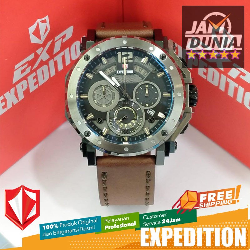 JAM TANGAN PRIA EXPEDITION ORIGINAL BROWN SILVER STRAP EXF 6402 EXF6402 EXF 6402 EXPEDITION 6402 CT 