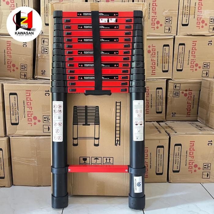 Tangga Teleskopik 5.4 Meter - Merah / Tangga Lipat Aluminium Teleskopik 5.4M