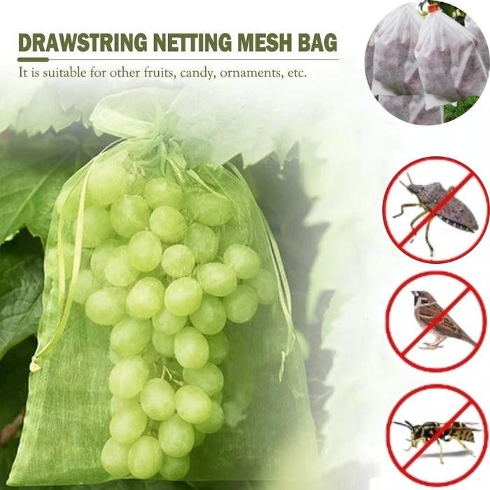 TERLARIS Vinnatsu-100PCS Kantong Jaring Pembungkus Buah Kantong Jaring Pembungkus Buah Anggur