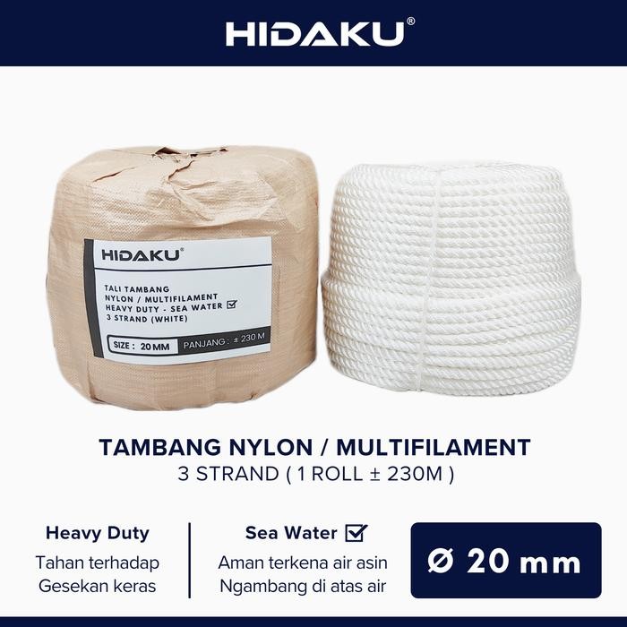 PREMIUM HIDAKU tali tambang nylon 20mm ECERAN / tambang nilon 20mm / Meter