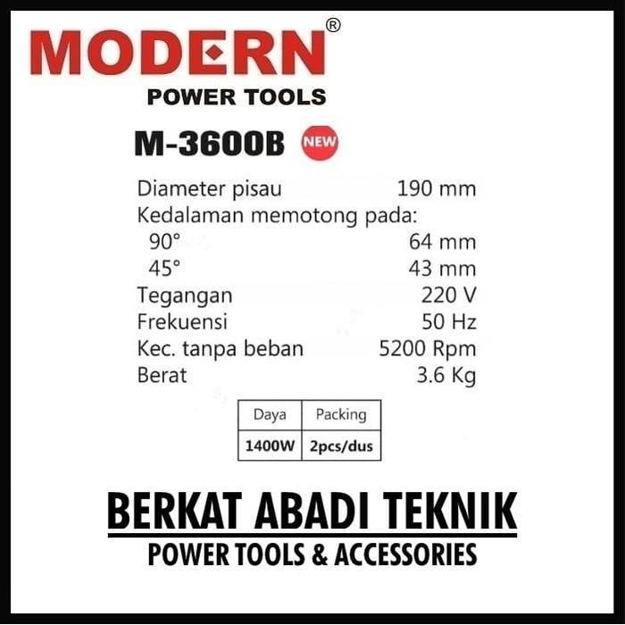 Terhemat Modern M-3600 B Circular Saw 7 Inch Gergaji Listrik M-3600B Mesin
