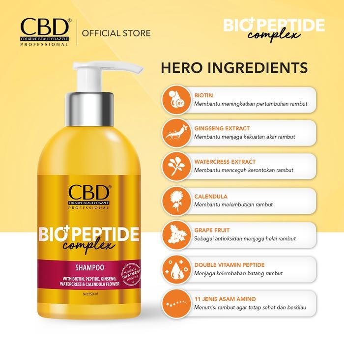 CBD BIO+PEPTIDE COMPLEX SHAMPOO + CONDITIONER + HAIR MASK RAMBUT RONTOK HAIR LOSS