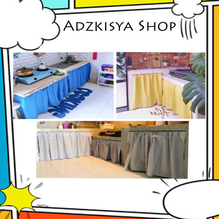 PREMIUM WATERPROOF Polos gorden kolong dapur tirai waterproof anti air