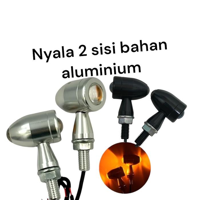 PREMIUM lampu sein led mini nyala 2 sisi lampu sein motor bulat mini lampu sein led mini aluminium