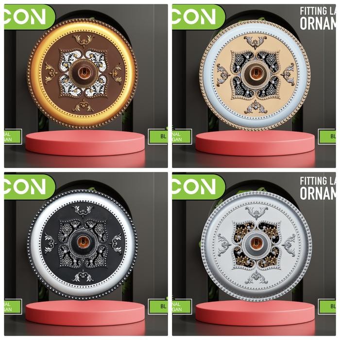 PREMIUM fitting lampu plafon lampu hias ornamen ceiling PVC 30x30 cm BULAT