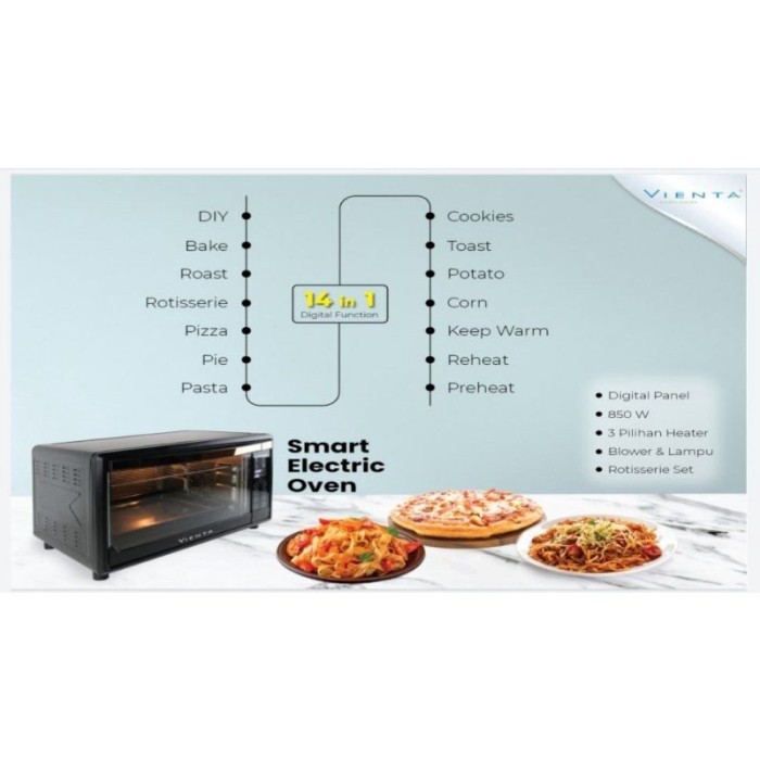 Smart Oven VIENTA 14 IN 1 Multifuction Low Watt Garansi Resmi - Oven Listrik 850 Watt