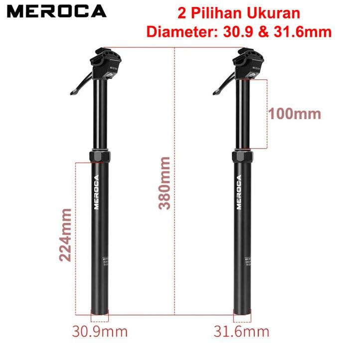 Meroca Dropper Seatpost Hidrolik Sepeda Model Tuas Manual Travel 100Mm #Gratisongkir