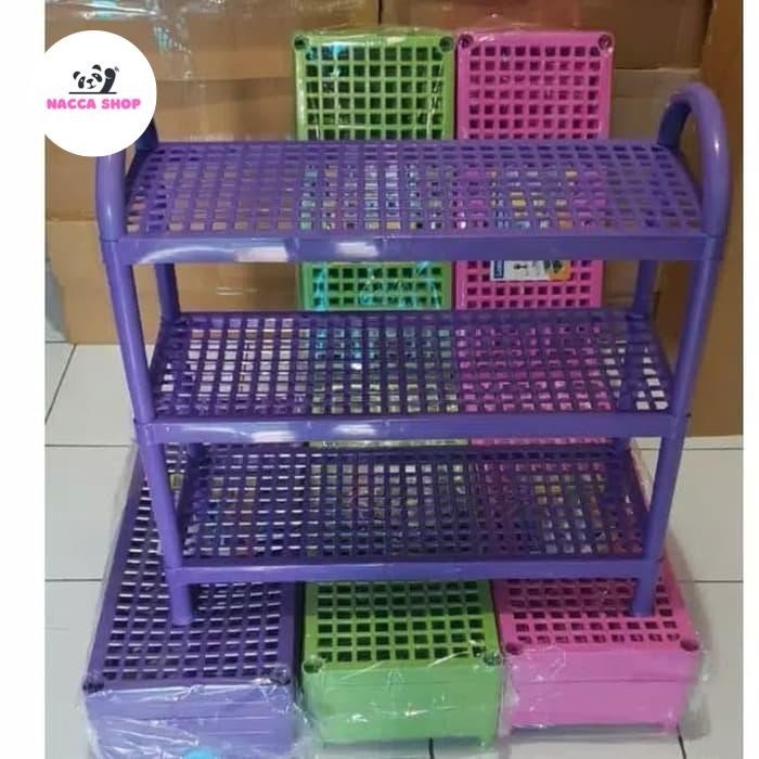 Rak Sepatu Plastik / Tempat Sepatu Plastik Susun 3 Tingkat