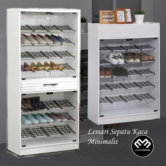 Blackmabel - Lemari Rak Sepatu Kaca Exclusive Minimalis Elegan Tinggi