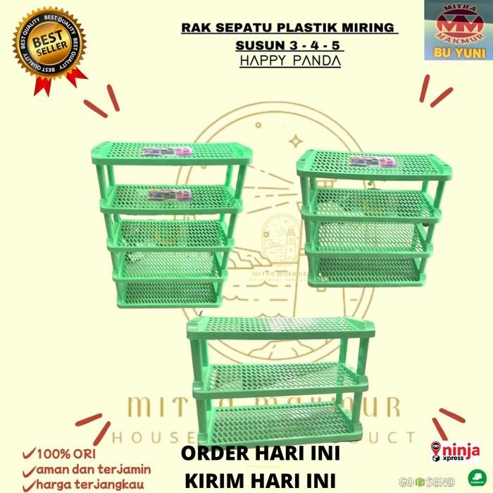 NEW RAK SEPATU PLASTIK TYPE MIRING SUSUN 3-4-5 PANDA