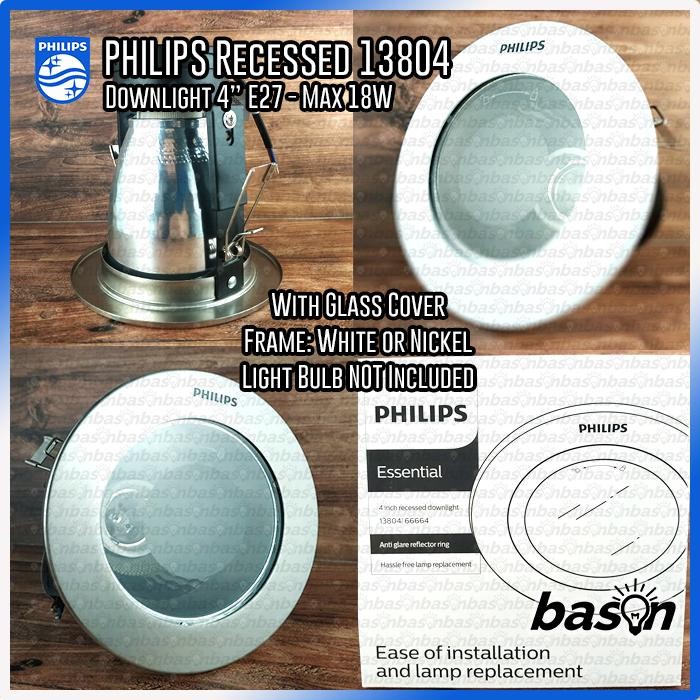PHILIPS DOWNLIGHT 13804 Glass Recessed Rumah Lampu 4" dengan Kaca