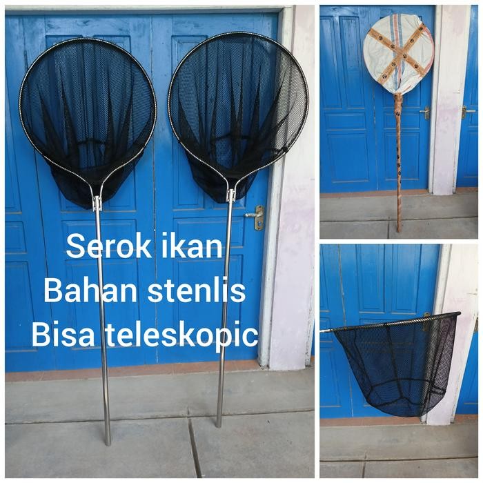 Serokan ikan besar stainless TOL gagang panjang serokan ikan koi