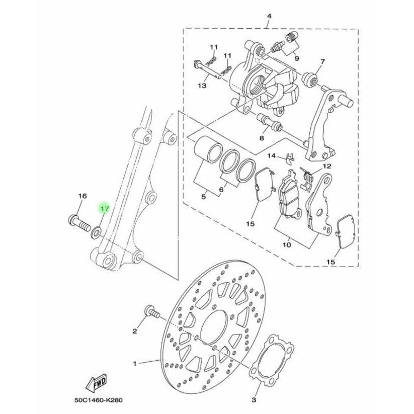 Ring Baut Dudukan Kaliper Rem Depan Fino Xeon Karbu Crypton Vega R Zr Kode 067
