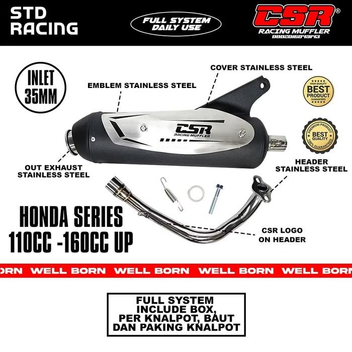 PREMIUM CSR MUFFLER KNALPOT CSR MUFFLER RACING FULL SYSTEM UNTUK HONDA SERIES PCX 150 PCX 160 BEAT