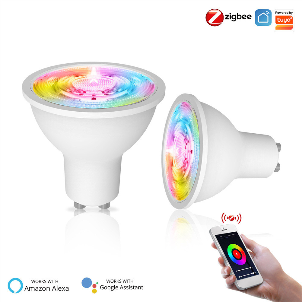 ZigBee GU10 lampu LED cerdas WIFI, bohlam lampu dapat redup RGB