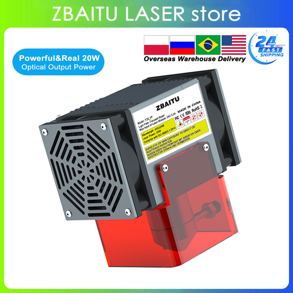 20W Laser Engraver Machine TTL Laser Module Head Air Assisted For CNC