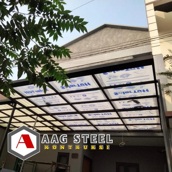 Kanopi Holow galpanis 4x6 dan 4x8 5x10 kombinasi solarflat 3mm dan alderon semy tranfaran 10mm